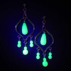 Uranium glass bead chandelier earrings